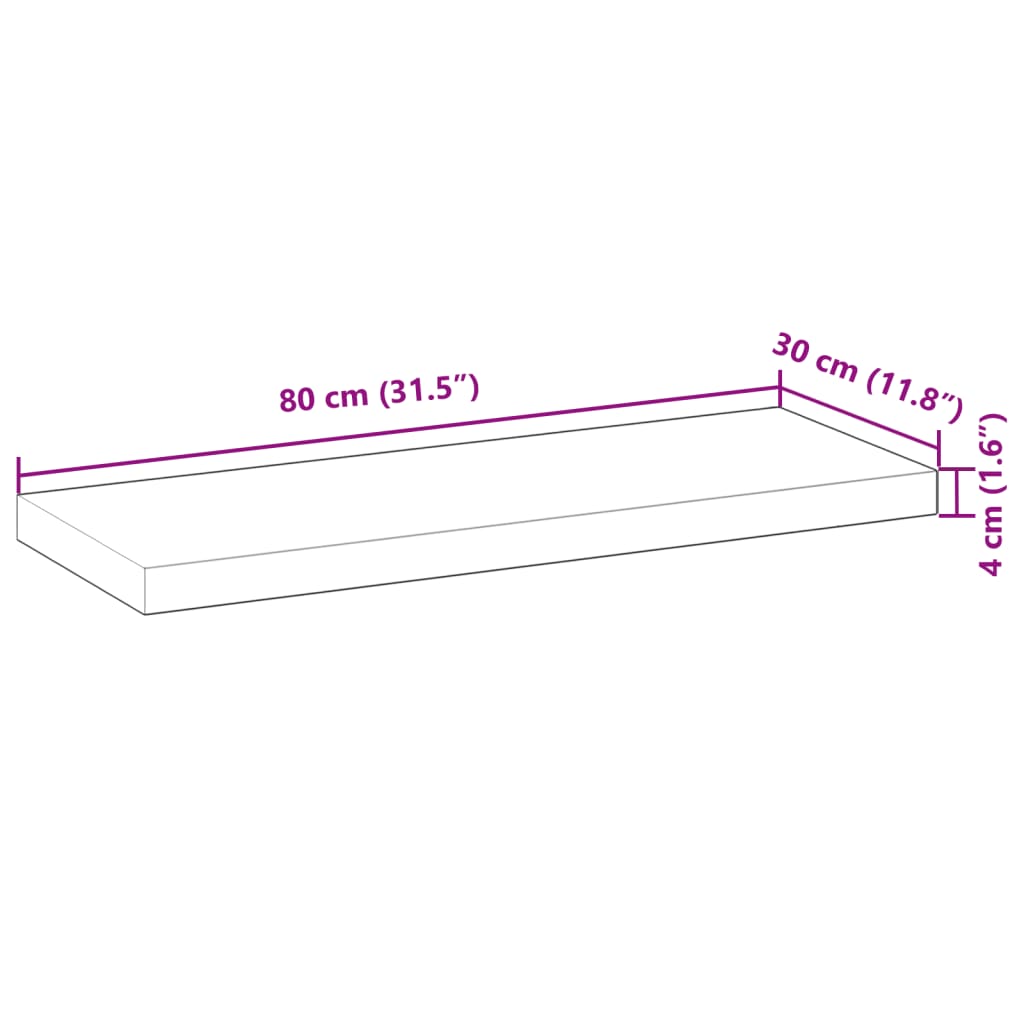 vidaXL Floating Shelves 3 pcs 80x30x4 cm Untreated Solid Wood Acacia