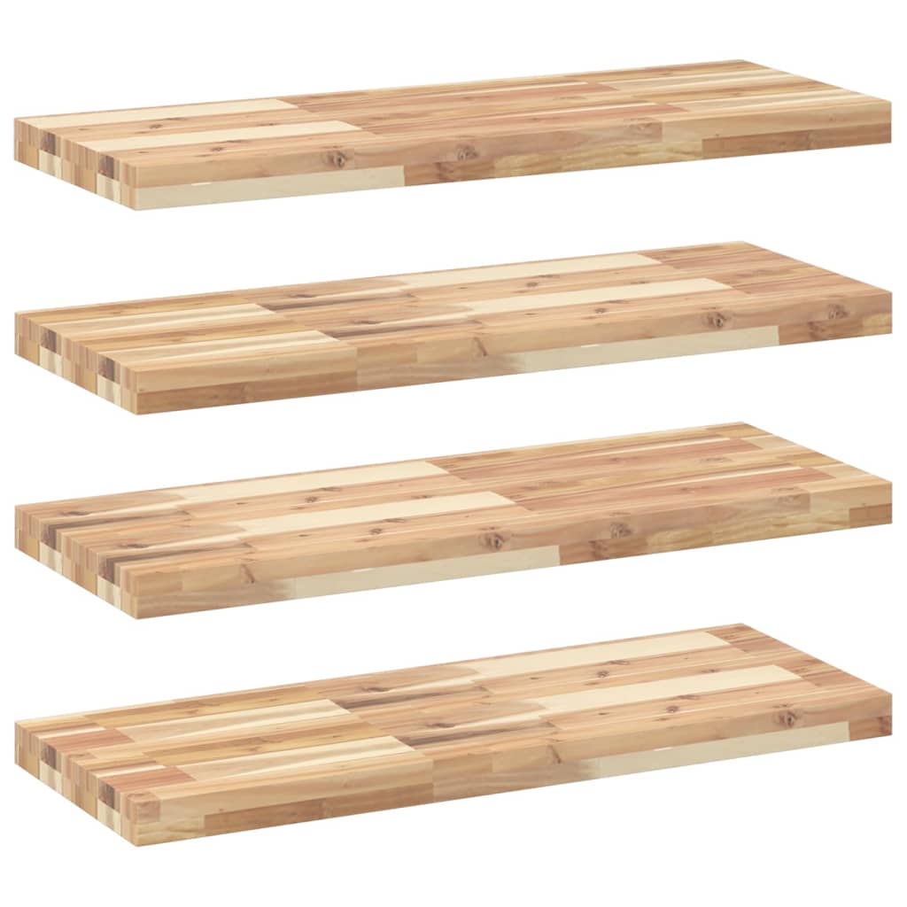 Floating Shelves 4 pcs 100x30x4 cm Untreated Solid Wood Acacia