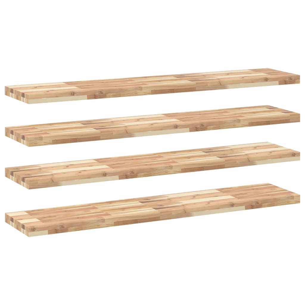 Floating Shelves 4 pcs 120x30x4 cm Untreated Solid Wood Acacia