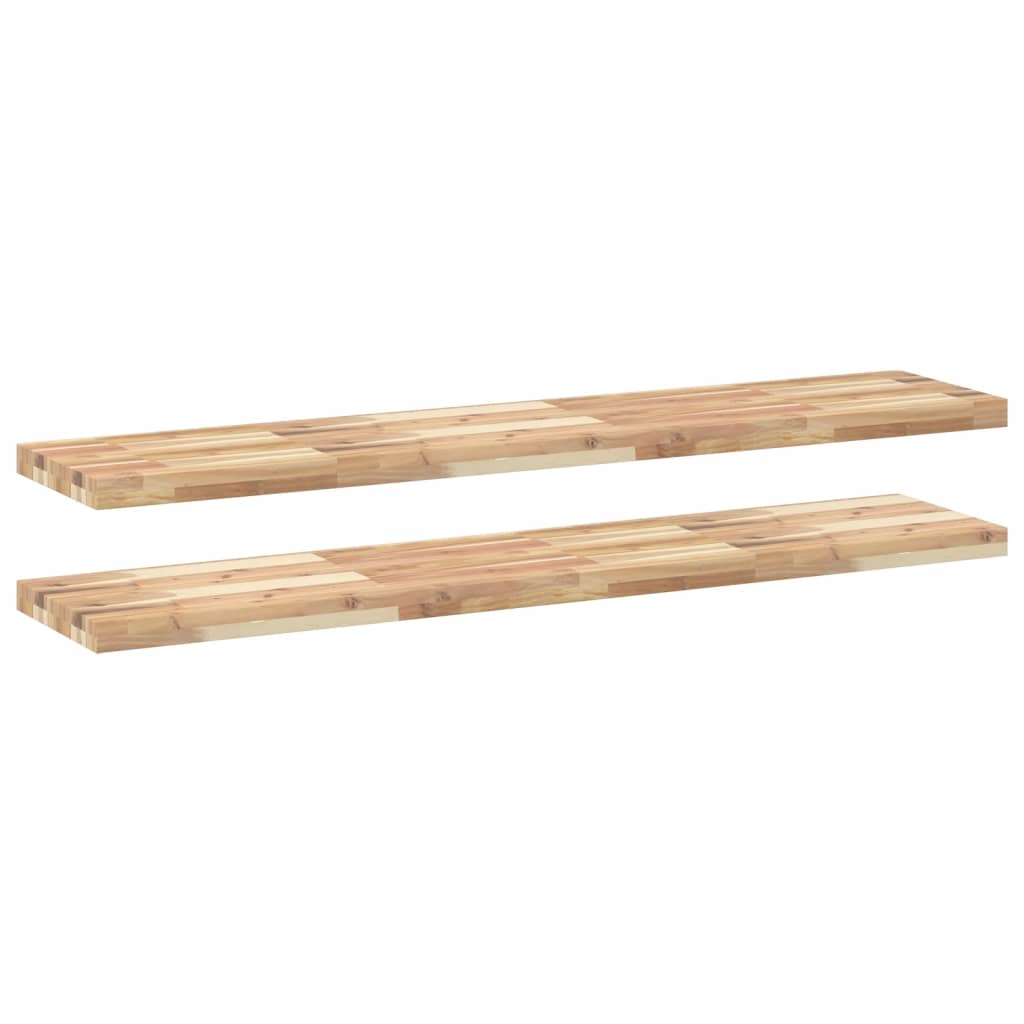 Floating Shelves 2 pcs 140x30x4 cm Untreated Solid Wood Acacia