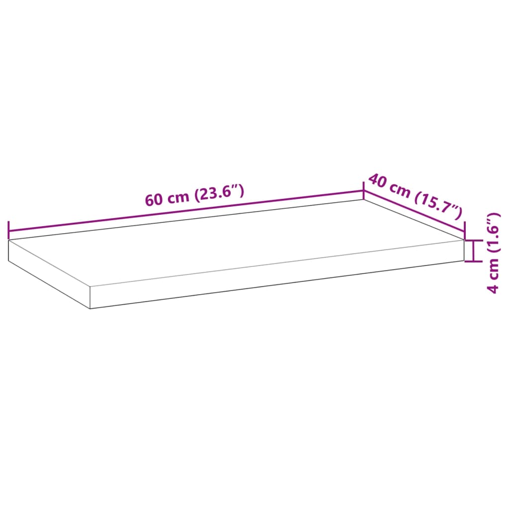 vidaXL Floating Shelf 60x40x4 cm Untreated Solid Wood Acacia