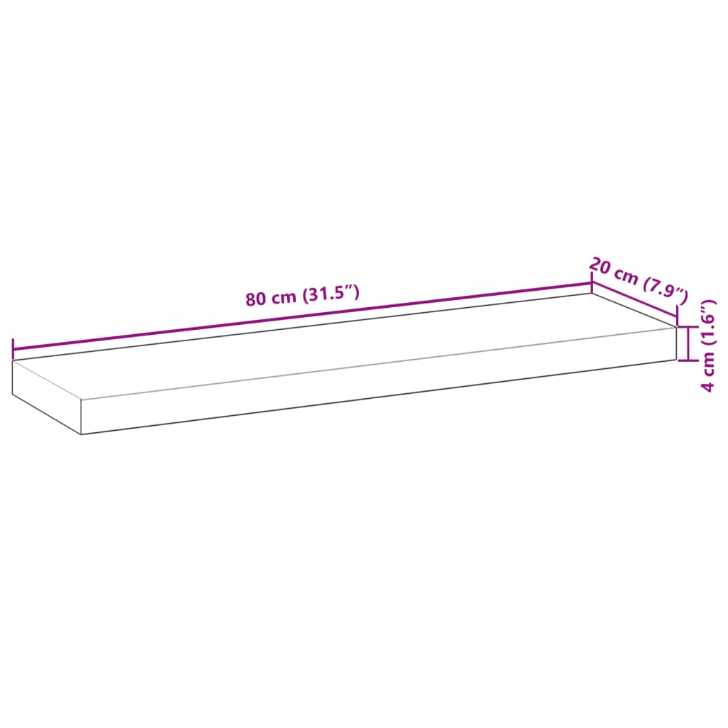 Floating Shelves 4 pcs 80x20x4 cm Oil Finished Solid Wood Acacia