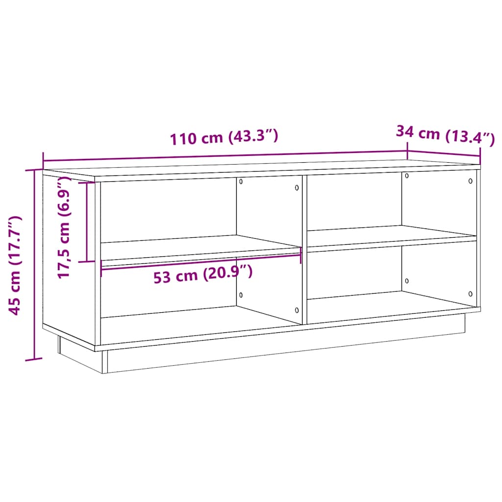 Shoe Cabinet Wax Brown 110x34x45 cm Solid Wood Pine