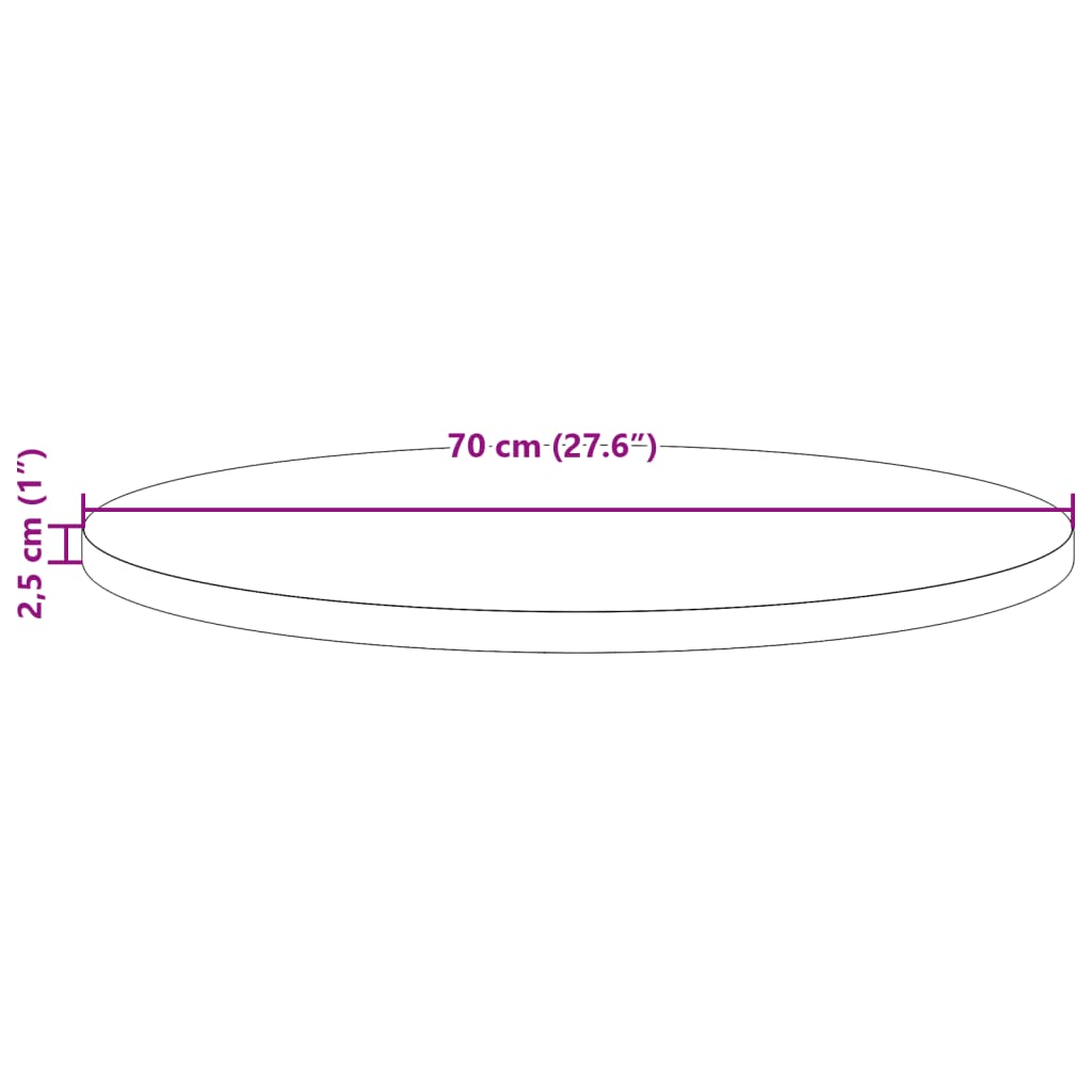 vidaXL Table Top Round Wax Brown Ø70x2.5 cm Solid Wood Pine