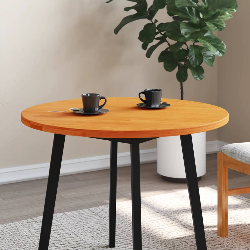 vidaXL Table Top Round Wax Brown Ø80x2.5 cm Solid Wood Pine