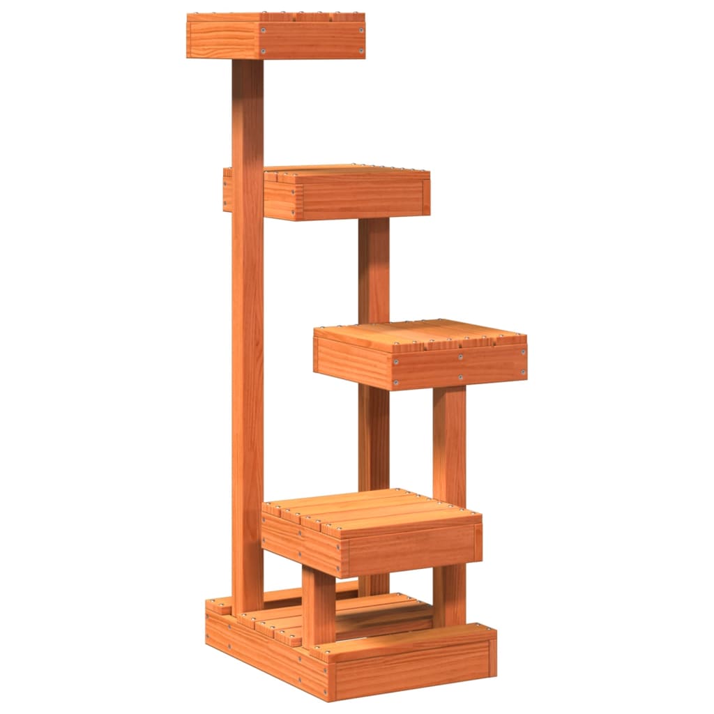 vidaXL Cat Tree Wax Brown 45.5x49x103 cm Solid Wood Pine