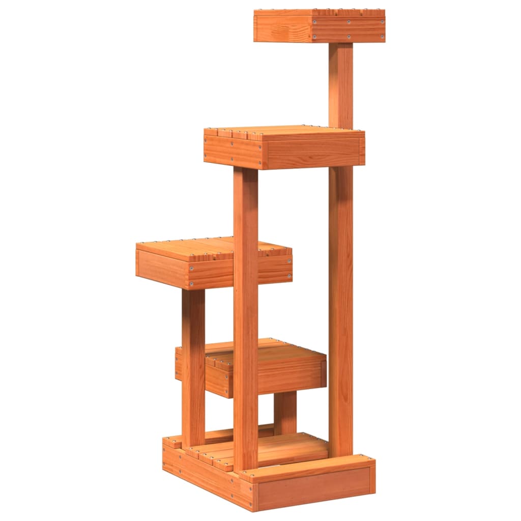 vidaXL Cat Tree Wax Brown 45.5x49x103 cm Solid Wood Pine