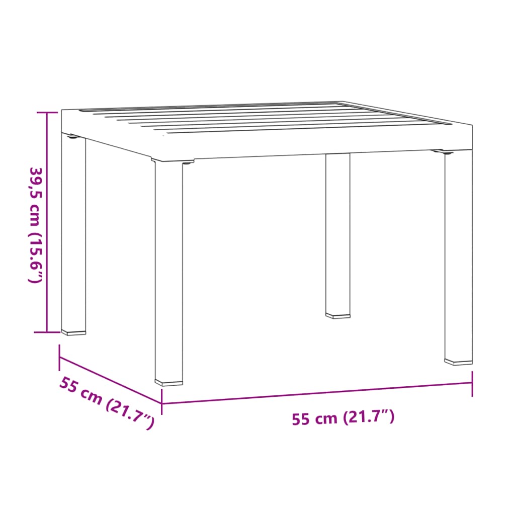 vidaXL Garden Coffee Table Black 55x55x39.5 cm Powder-coated Steel