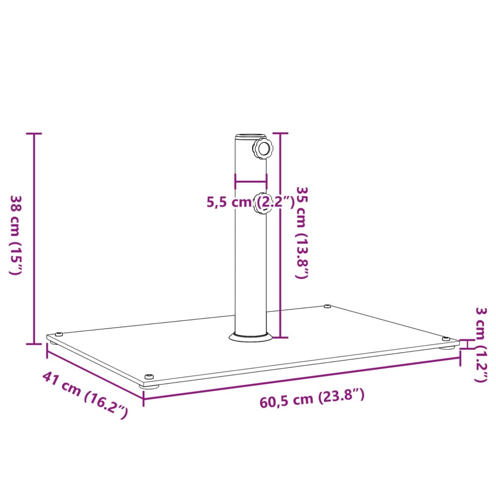 vidaXL Parasol Base for Ø32/38/48 mm Poles 15 kg Rectangular