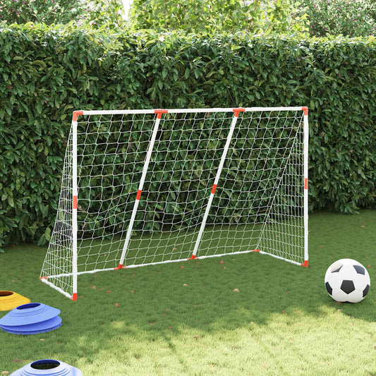 vidaXL Kids' Football Goal with Balls 2-in-1 White 184x64x124 cm