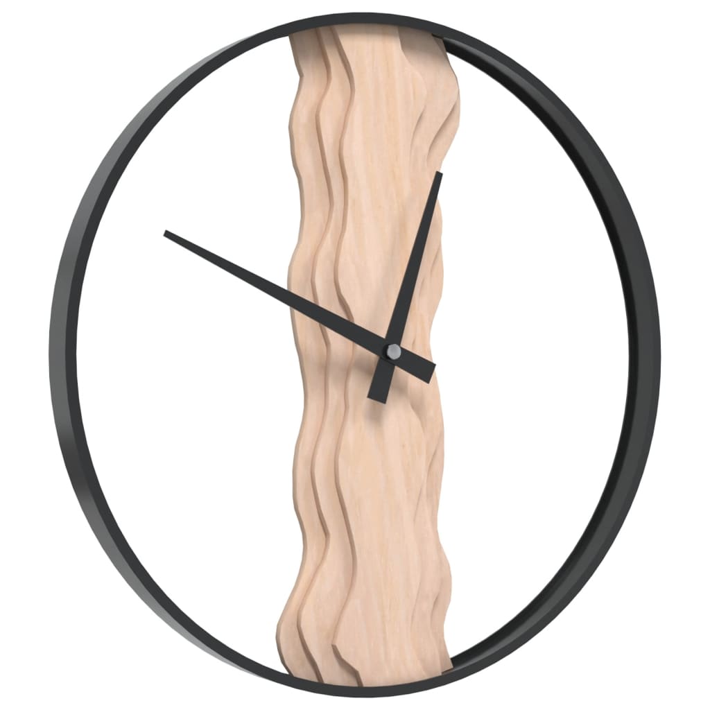 vidaXL Wall Clock Brown Ø35 cm Iron and Oak Wood