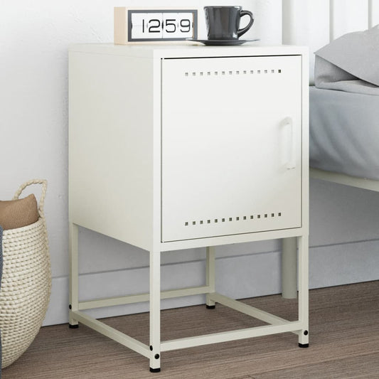 vidaXL Bedside Cabinet White 36x39x60.5 cm Steel