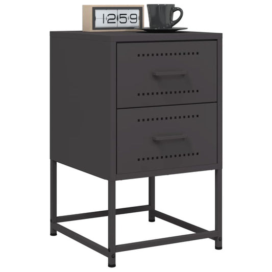 vidaXL Bedside Cabinets 2 pcs Black 36x39x60.5 cm Steel