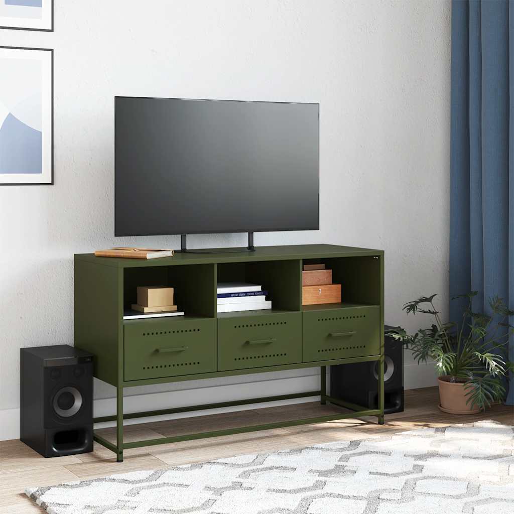 TV Cabinet Olive Green 100.5x39x60.5 cm Steel