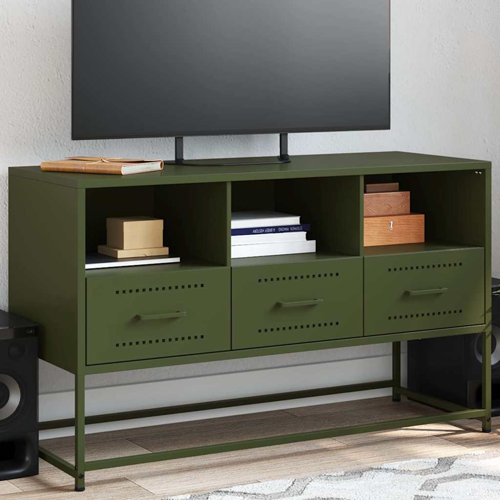 TV Cabinet Olive Green 100.5x39x60.5 cm Steel