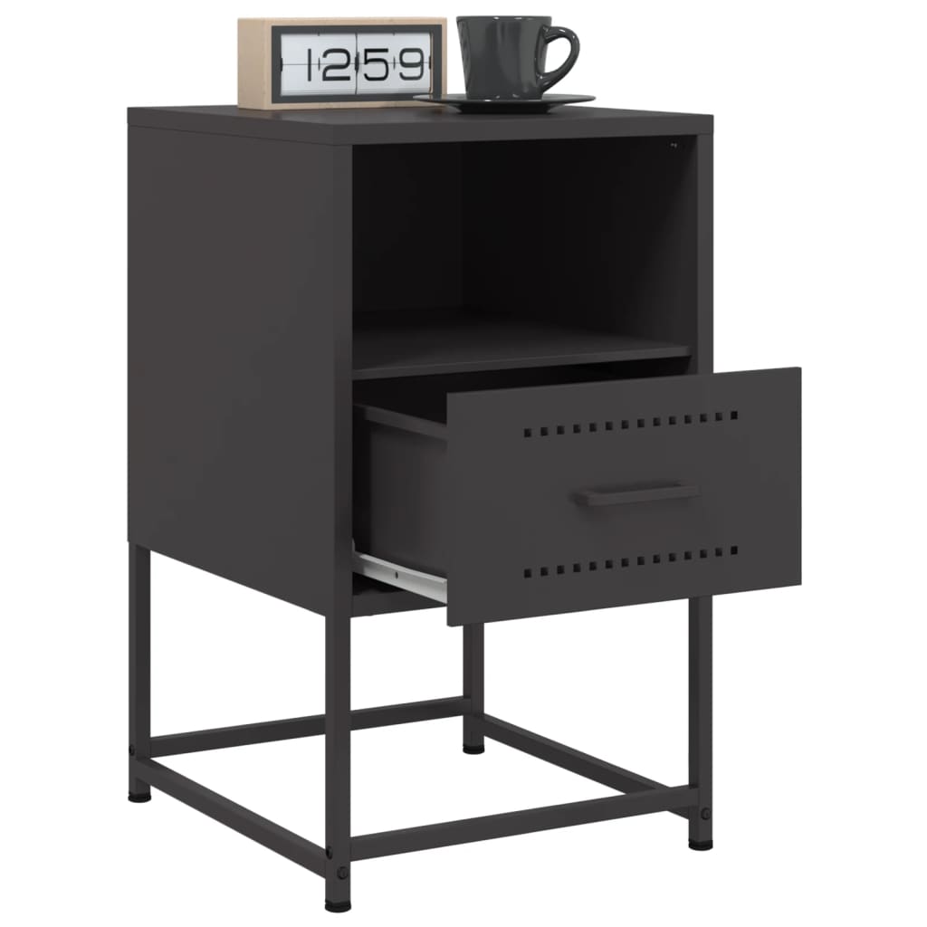 Bedside Cabinet Black 36x39x60.5 cm Steel
