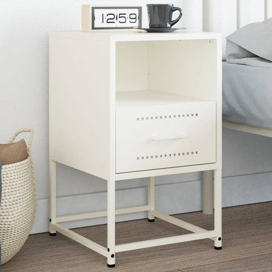 vidaXL Bedside Cabinet White 36x39x60.5 cm Steel