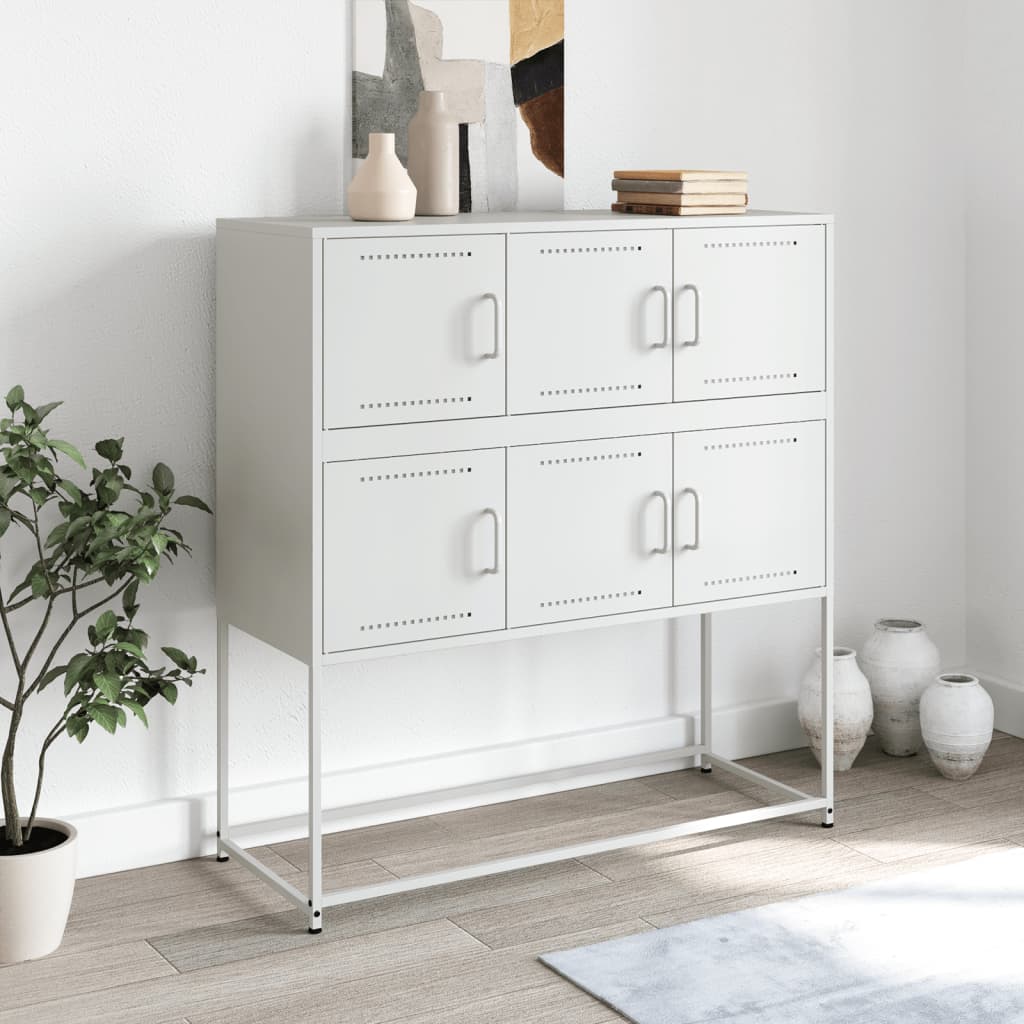 Sideboard White 100,5x39x107 cm Steel