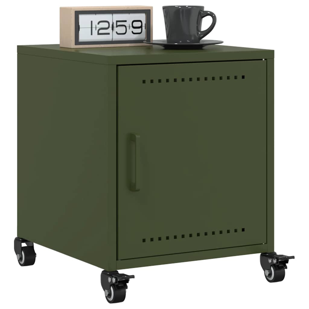 vidaXL Bedside Cabinets 2 pcs Olive Green 36x39x43.5 cm Steel
