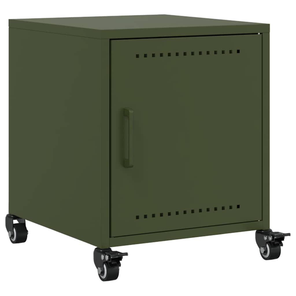 vidaXL Bedside Cabinets 2 pcs Olive Green 36x39x43.5 cm Steel