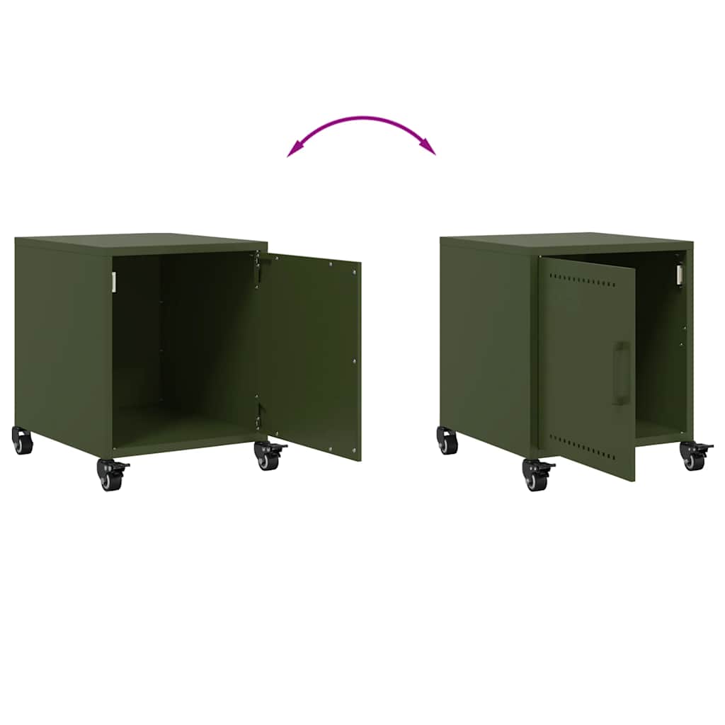 vidaXL Bedside Cabinets 2 pcs Olive Green 36x39x43.5 cm Steel