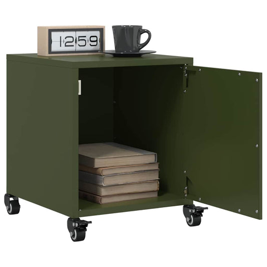 vidaXL Bedside Cabinets 2 pcs Olive Green 36x39x43.5 cm Steel