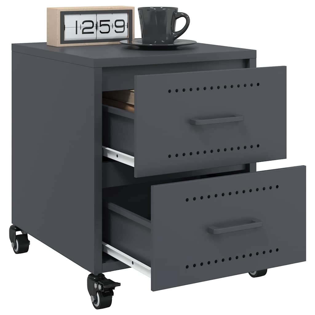 vidaXL Bedside Cabinet Anthracite 36x39x43.5 cm Steel