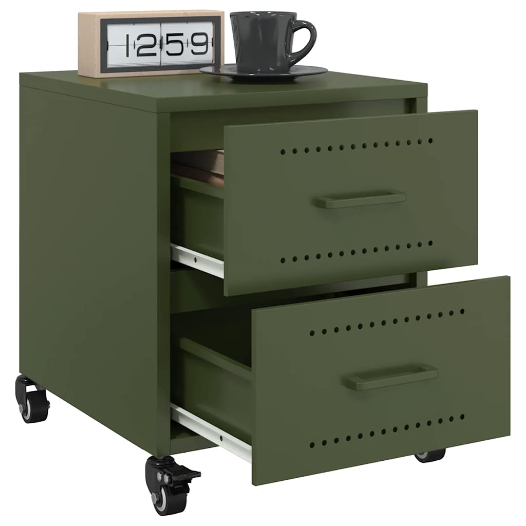 vidaXL Bedside Cabinets 2 pcs Olive Green 36x39x43.5 cm Steel