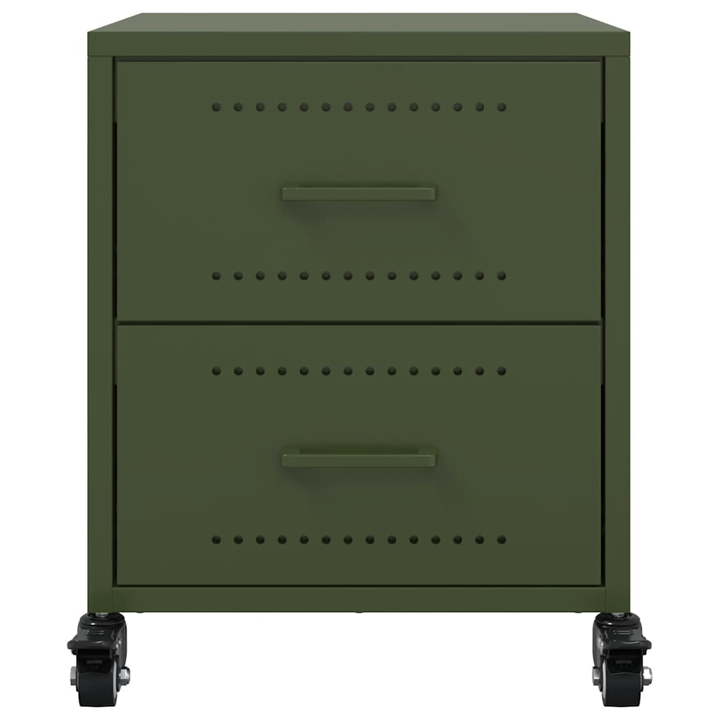 vidaXL Bedside Cabinets 2 pcs Olive Green 36x39x43.5 cm Steel