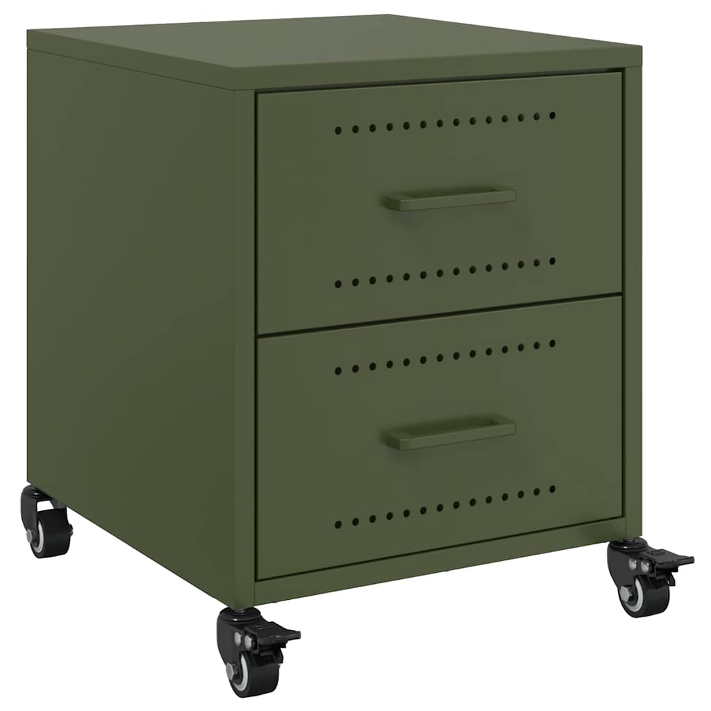 vidaXL Bedside Cabinets 2 pcs Olive Green 36x39x43.5 cm Steel