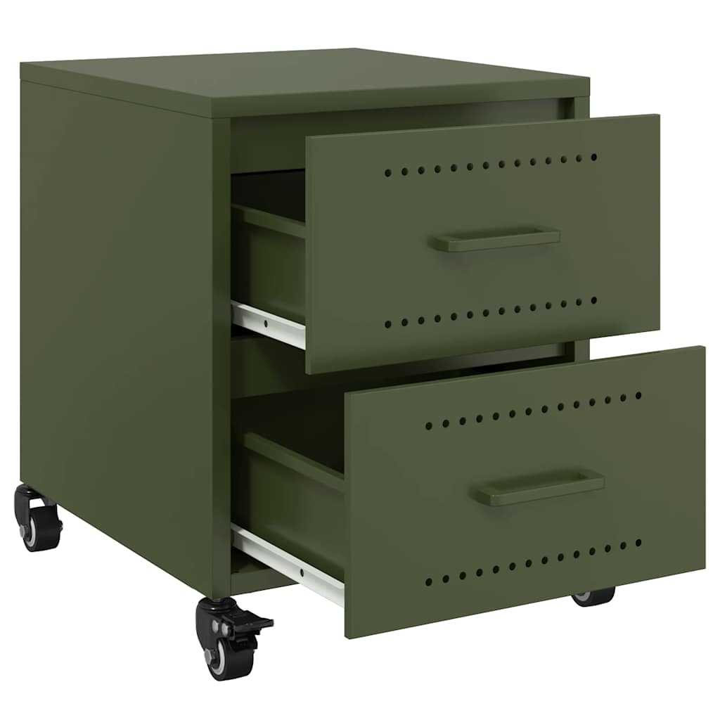 vidaXL Bedside Cabinets 2 pcs Olive Green 36x39x43.5 cm Steel