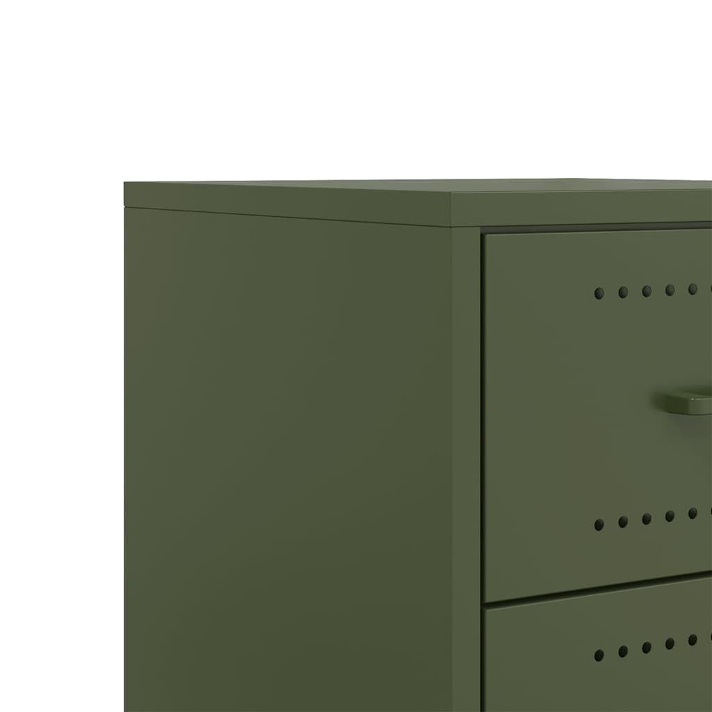 vidaXL Bedside Cabinets 2 pcs Olive Green 36x39x43.5 cm Steel