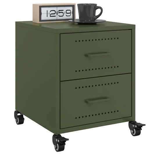 vidaXL Bedside Cabinets 2 pcs Olive Green 36x39x43.5 cm Steel