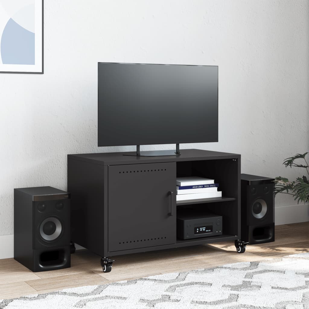 vidaXL TV Cabinet Black 68x39x43.5 cm Steel