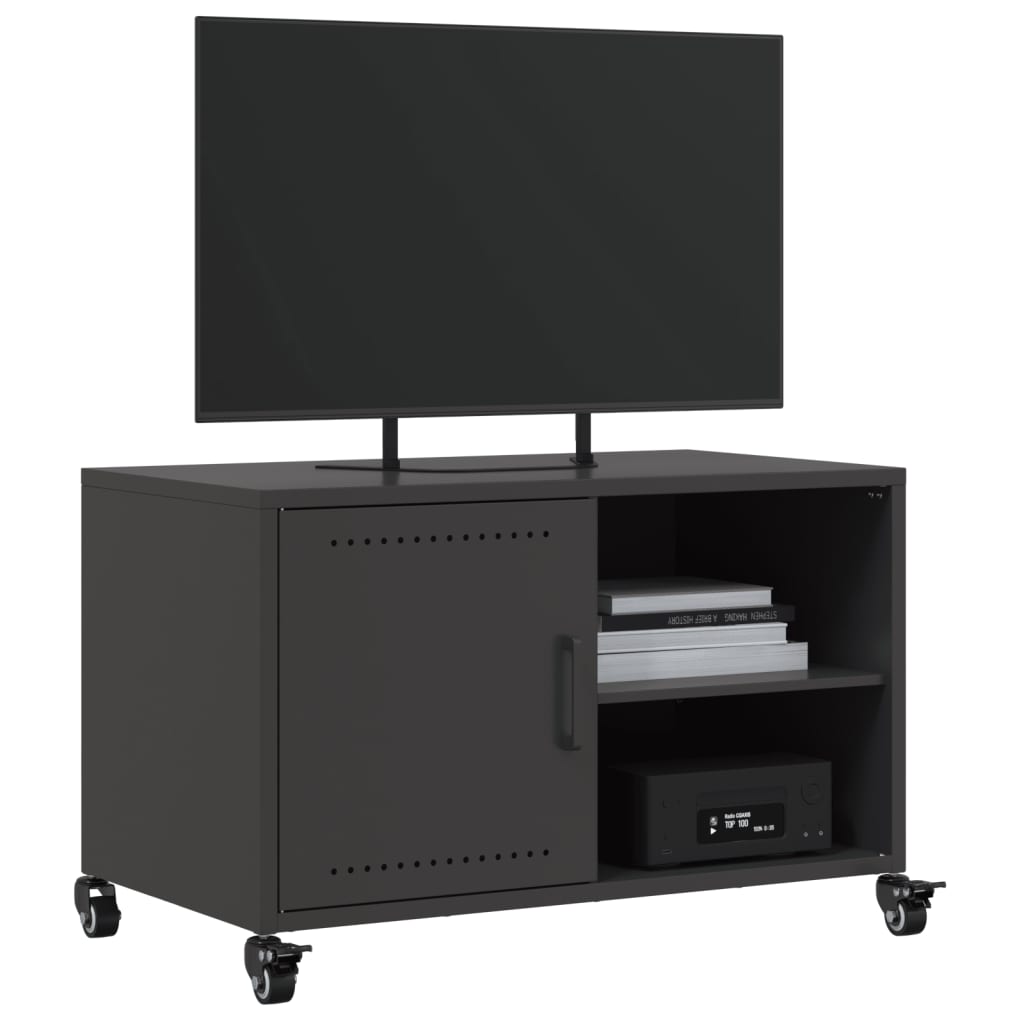 vidaXL TV Cabinet Black 68x39x43.5 cm Steel