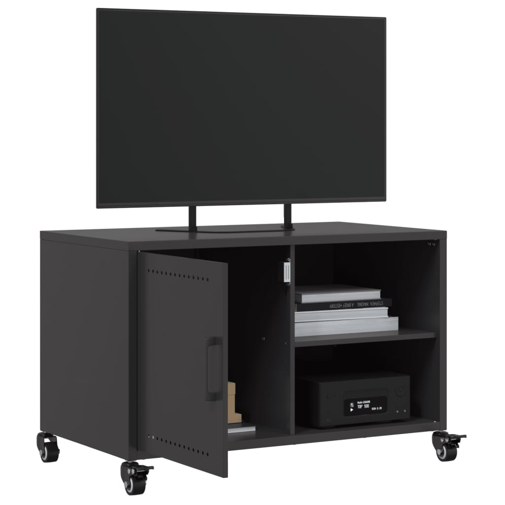 vidaXL TV Cabinet Black 68x39x43.5 cm Steel