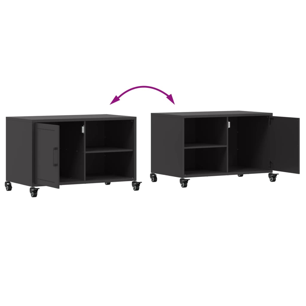 vidaXL TV Cabinet Black 68x39x43.5 cm Steel