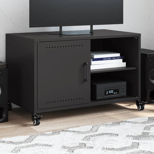 vidaXL TV Cabinet Black 68x39x43.5 cm Steel