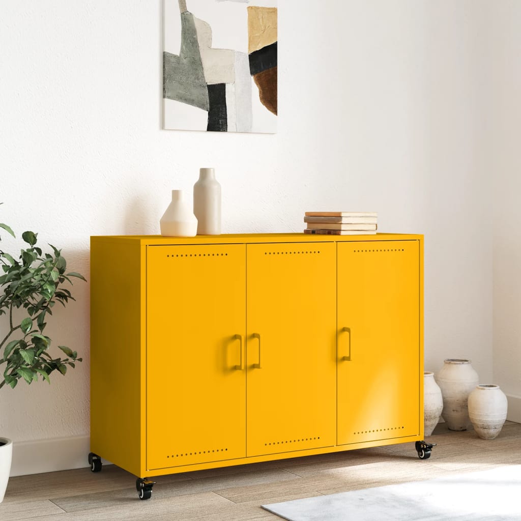 Sideboard Mustard Yellow 100,5x39x72 cm Steel