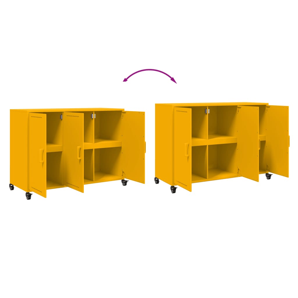 Sideboard Mustard Yellow 100,5x39x72 cm Steel