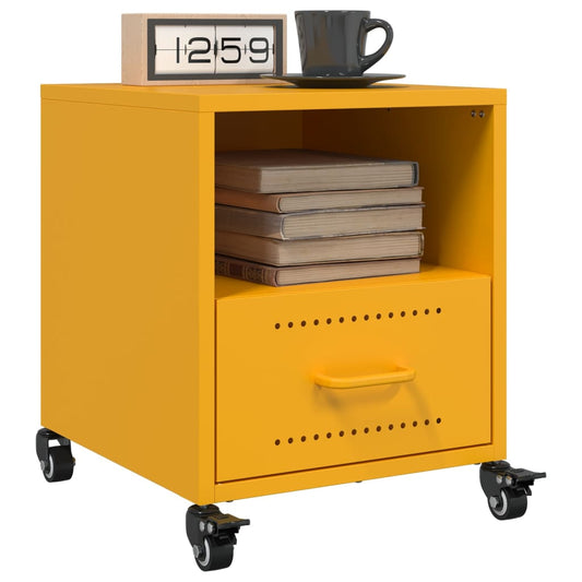 vidaXL Bedside Cabinets 2 pcs Mustard Yellow 36x39x43.5 cm Steel