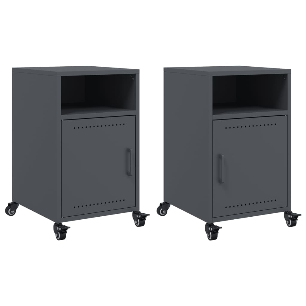 vidaXL Bedside Cabinets 2 pcs Anthracite 36x39x59 cm Steel