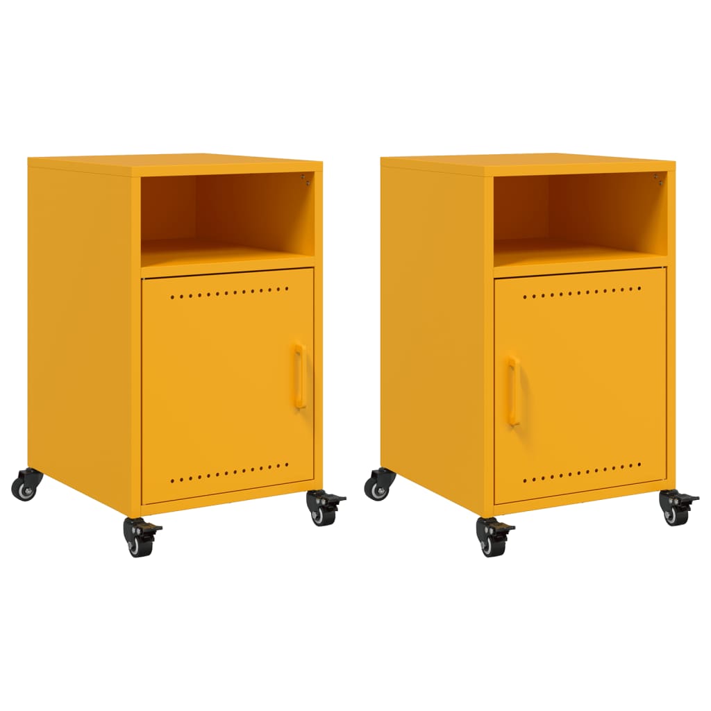 vidaXL Bedside Cabinets 2 pcs Mustard Yellow 36x39x59 cm Steel
