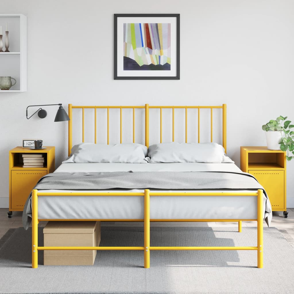 vidaXL Bedside Cabinets 2 pcs Mustard Yellow 36x39x59 cm Steel