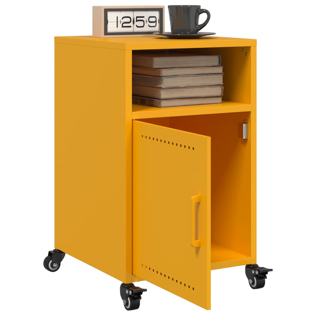 Bedside Cabinets 2 pcs Mustard Yellow 36x39x59 cm Steel