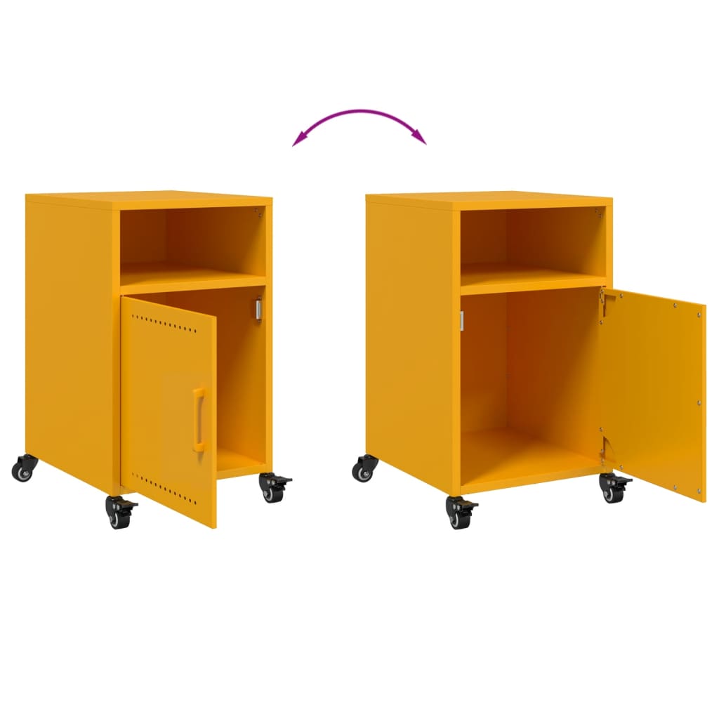 vidaXL Bedside Cabinets 2 pcs Mustard Yellow 36x39x59 cm Steel