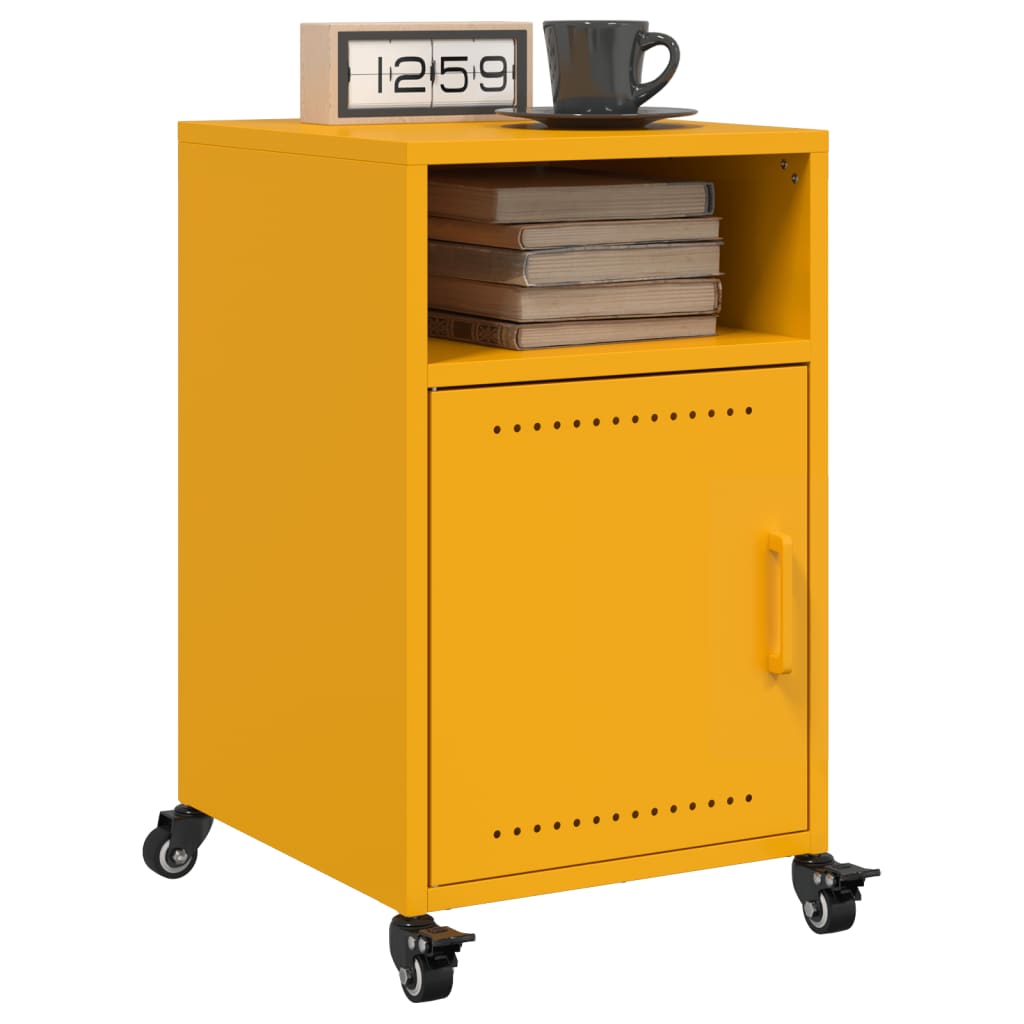 Bedside Cabinets 2 pcs Mustard Yellow 36x39x59 cm Steel