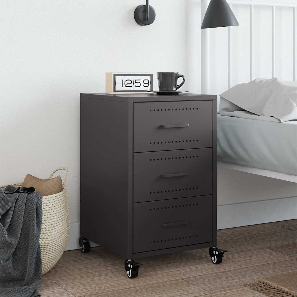 Bedside Cabinet Black 36x39x59 cm Steel