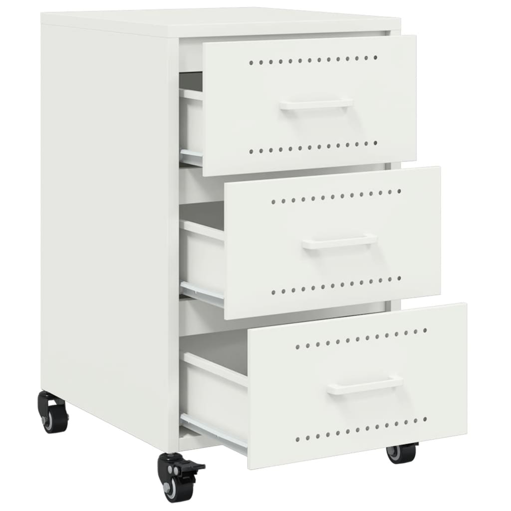 vidaXL Bedside Cabinet White 36x39x59 cm Steel