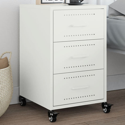 vidaXL Bedside Cabinet White 36x39x59 cm Steel